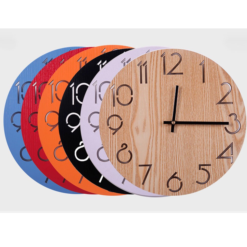 Qukueoy Orologio Da Parete Rotondo In Legno 30,5 Cm – Silenzioso, Stile Rustico Vintage Con Numeri Romani, Per Soggiorno E Cucina