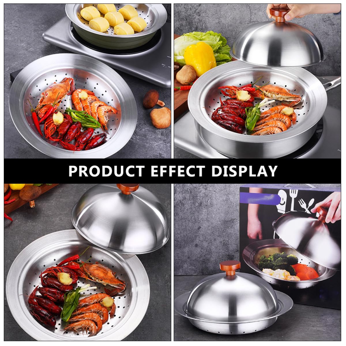 Vaporera Inoxidable Multifuncional con Tapa para Cocinar al Vapor Cocina y Profesional Reutilizable y Resistente para Bollos Pescado y Mariscos