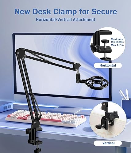 Miniatura 2 de BILIONE Soporte de micrófono, soporte de brazo de micrófono para Blue Yeti QuadCast S SoloCast Snowball AM8 y otros micrófonos, con filtro pop