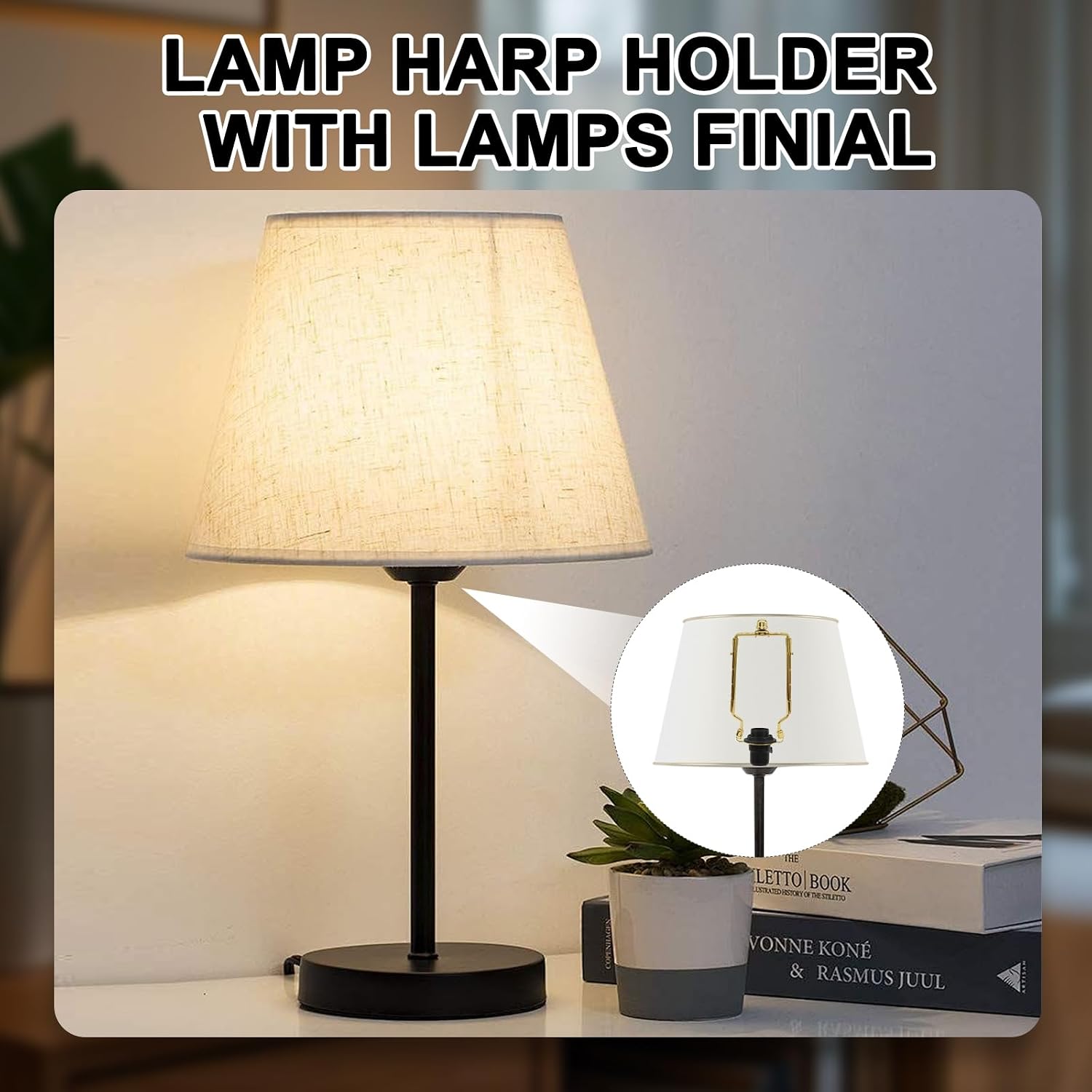 Lamp Shade Harp Holder, Adjustable 7, 8, 9, 10 inch Harp