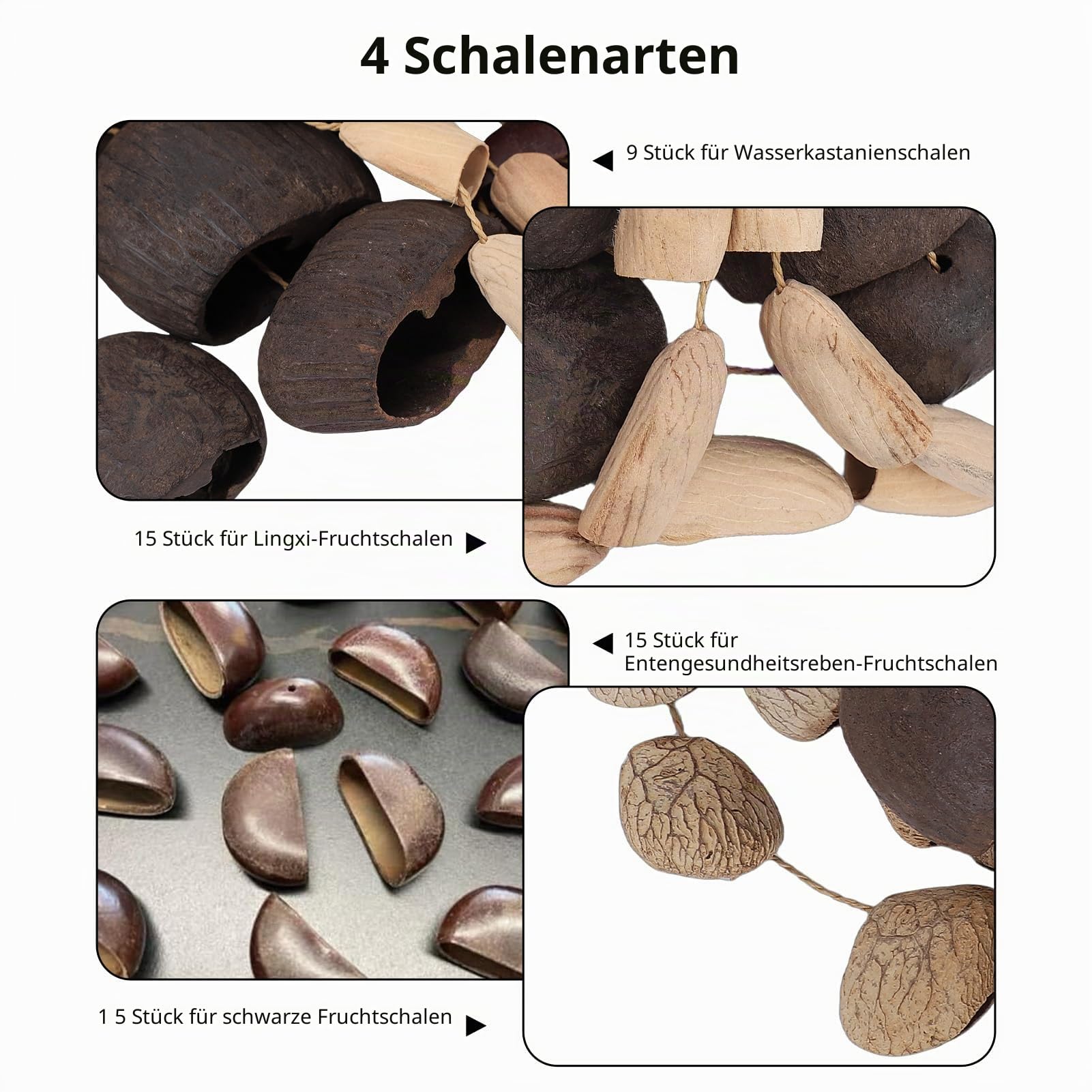 Handgemachtes Naturschalen Windspiel Zusammengesetzt von 54 Naturschalen Yoga Meditationsinstrument 4 Muscheltypen Muschelrassel Innen- und Außen Dekor für Klangentspannung