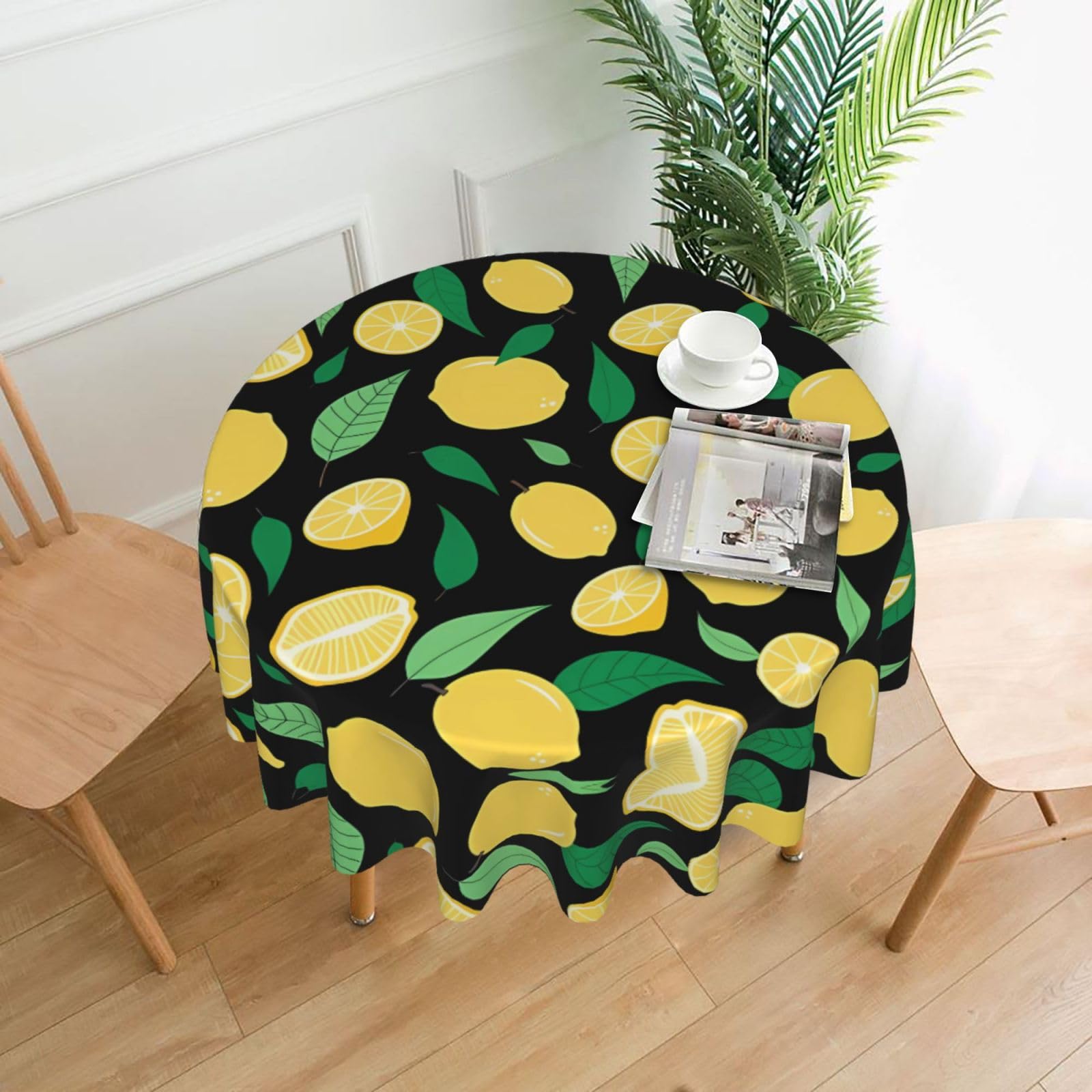 hhxvcv Lemon Fruit Round Tablecloth – Dining Table Cover
