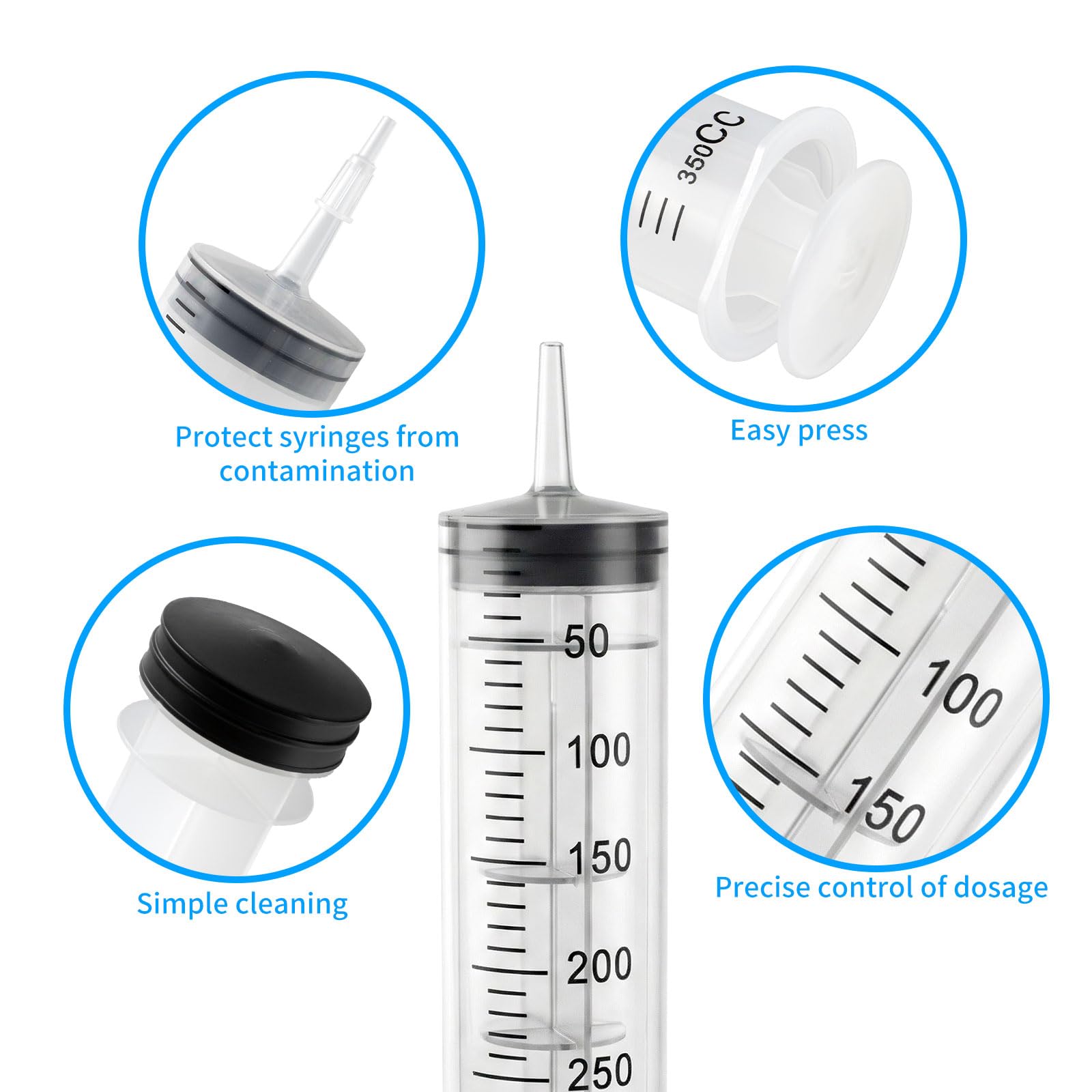 2 Piezas 350ml Jeringa de Plástico, Jeringuilla Grande con Manguera, Jeringas Sin Aguja, Reutilizables Jeringuilla Independiente para Medición, Laboratorio, Alimentación Mascotas Dispensador