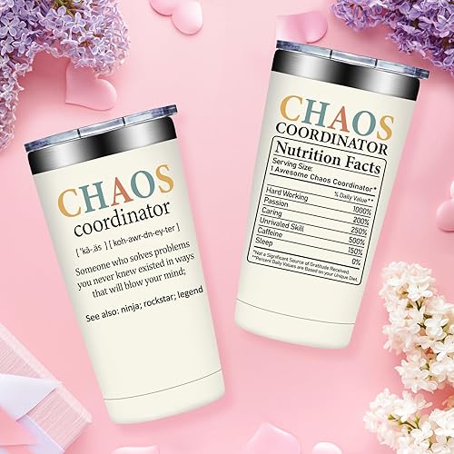 Vista 3 de Fufandi Chaos Coordinator Tumbler - Thank You Gifts for Women - Employee Teacher Appreciation Gifts, Boss Day Gift, Coworker Gift for Women