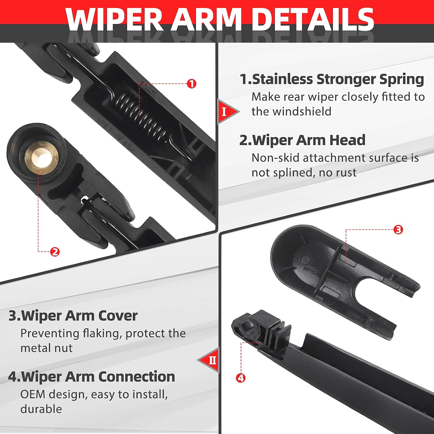 Rear Windshield Wiper Arm Blade Set, Replacement for Mazda CX5 CX-5 2010-2015 OE:EKMZCX5RW