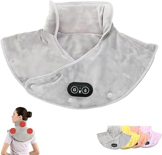 Lifweb ThermaEase Pro Heated Massage Pad, Dual-Sided Soft Heating Shawl with 3 Heat Levels & 3 Vibration Modes for Neck, Shoulder & Back Relaxation (Gray)