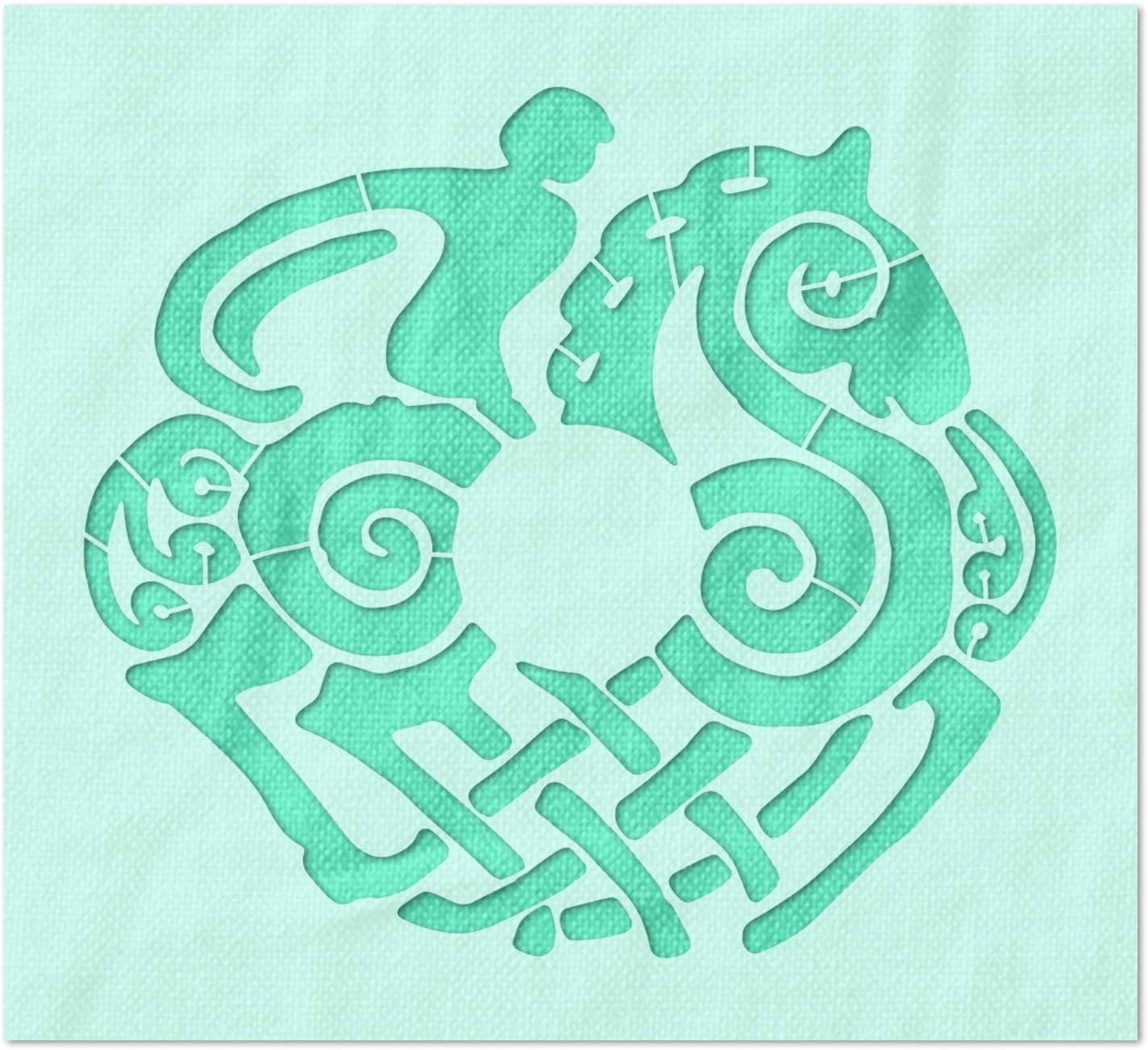 Stencil Stop Celtic Shield Running Horseman Stencil - Reusable for DIY Projects, Painting, Drawing, Crafts - 14 Mil Mylar Plastic (18 x 16.13 inches)