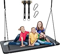 Vista 9 de Trekassy Columpio gigante para árbol de plataforma de 700 libras de 60 pulgadas para niños y adultos, impermeable, con marco de acero duradero y 2