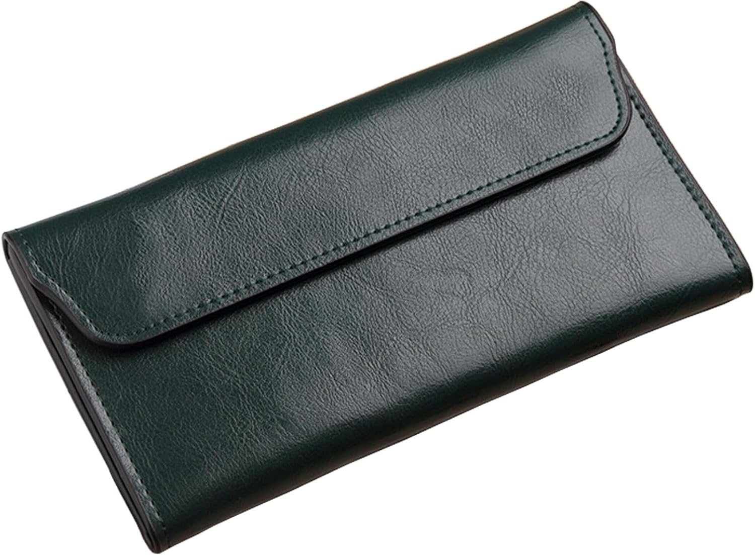 Retro Leather Envelope Women’s Phone Card Holder Wallet, Thin Large Capacity Multifunctiona Leather Wallet, Clutch Wallet for Mother’s Day Thanksgiving Fashion Gift (Dark Green)