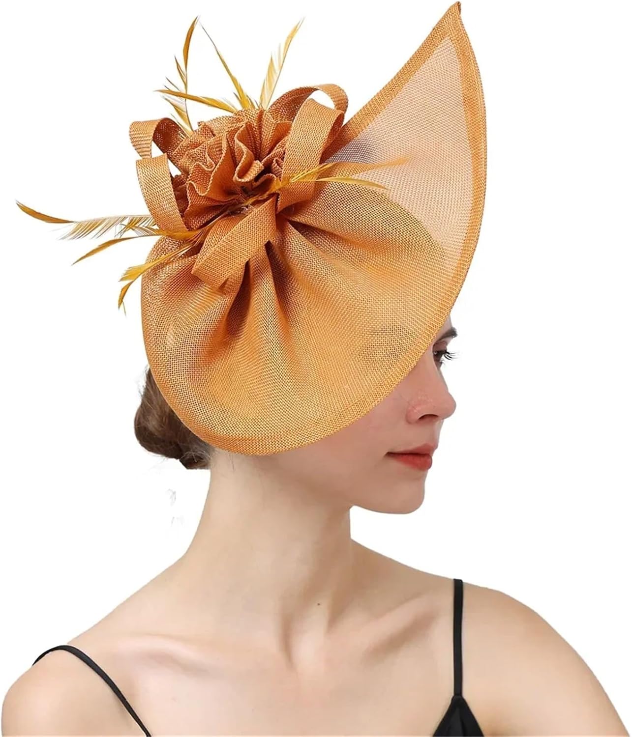 Party Teardrop Sinamay Headwear Feather Millinery Hat Fascinator Pillbox Hat Gril Headband for Girls and Women