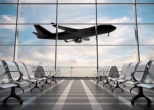 Miniatura 4 de RUINI - Telón de fondo para terminal de aeropuerto, salida de avión, sala de estar, telón de fondo para fotografía, 7 x 5 pies