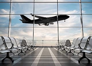 RUINI Airport Terminal Backdrop Airplane Departure Airport Lounge Photography Backdrop (10x8FT)