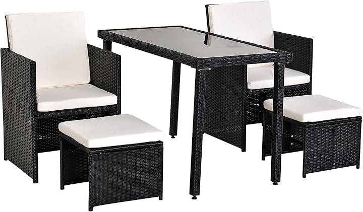 Mobili da giardino in rattan 5 pezzi tavolo 2 sedie 2 poggiapiedi outsunny 863-010 Mobili da giardino in rattan 5 pezzi tavolo 2 sedie 2 poggiapiedi outsunny 863-010
