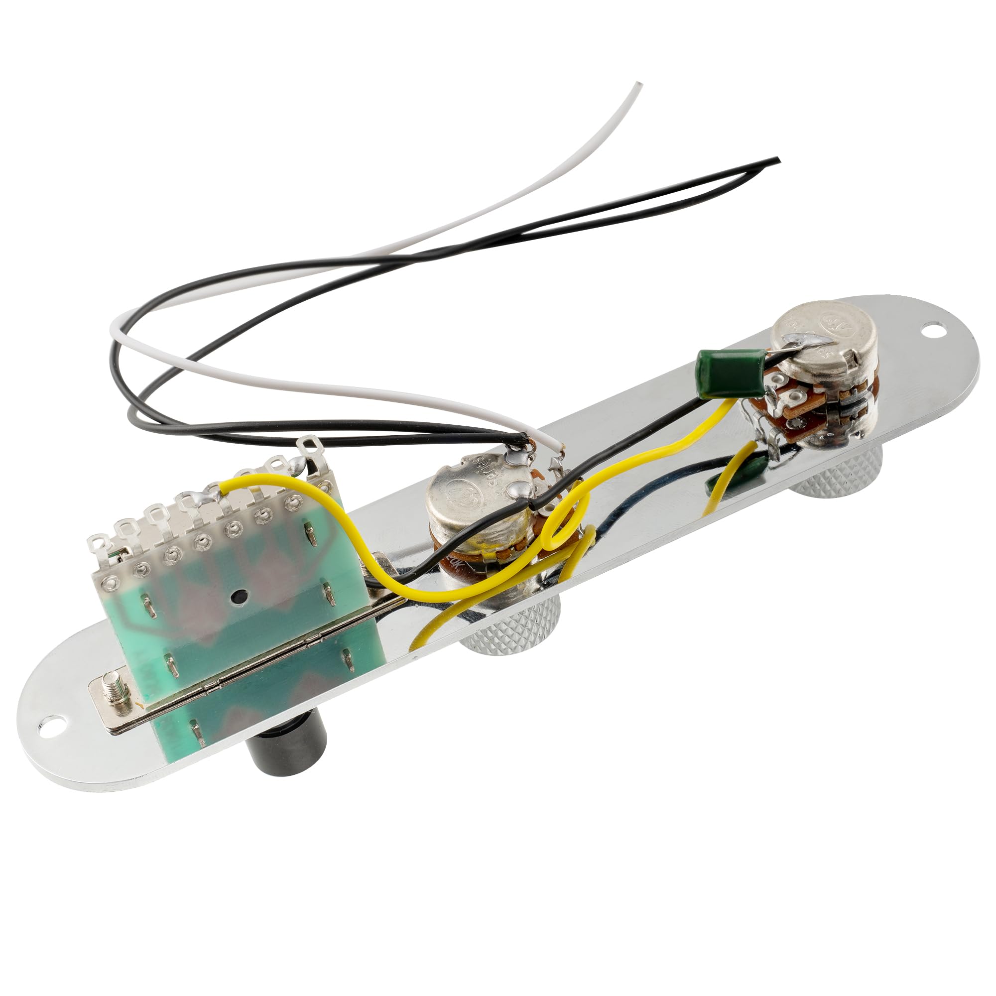 Musiclily 32mm Okablowane Płytka Kontrolna Elektroniki Tele Control Plate 3-drożny Przełącznik Wiązką Przewodów do Gitary Elektrycznej Fender Telecaster, Chrom