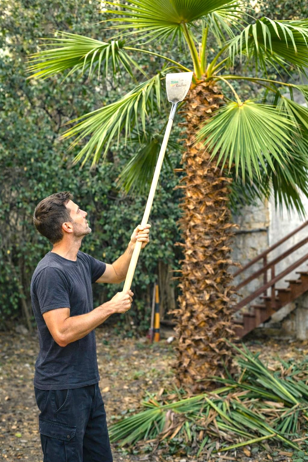 Podadora corvillon para Palmeras, Cuchilla con Mango para el Corte de Hojas y Limpieza de Troncos de Palmeras.