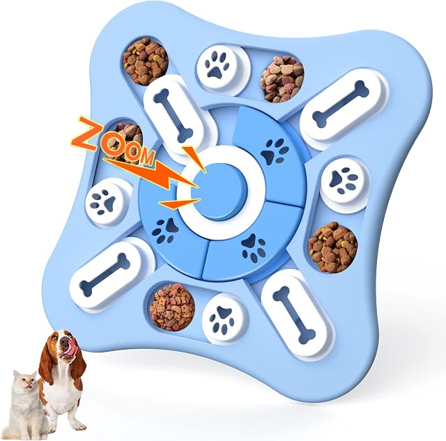 PUHOHUN Dog Puzzle Slow Feeder Toys, Dog Treat Dispenser with Squeaky and Non-Slip Design, Interactive Dog Toys for IQ Training & Mental Stimulating Puzzle Bowl