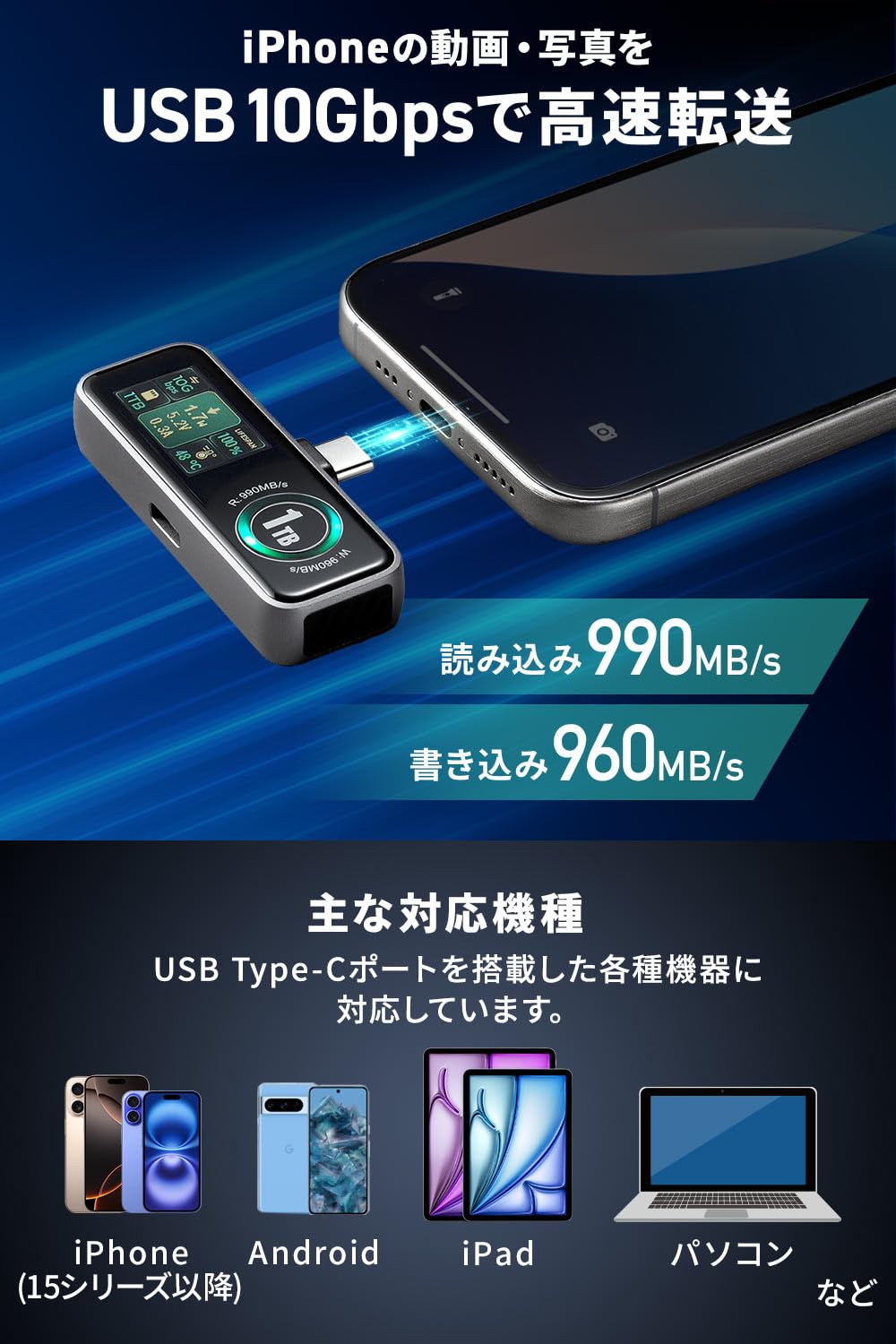 外付けSSD 1TB 液晶画面 空冷ファン付き サンワ Amazon | サンワダイレクト SSD 外付け 1TB 冷却ファン内蔵 液晶画面