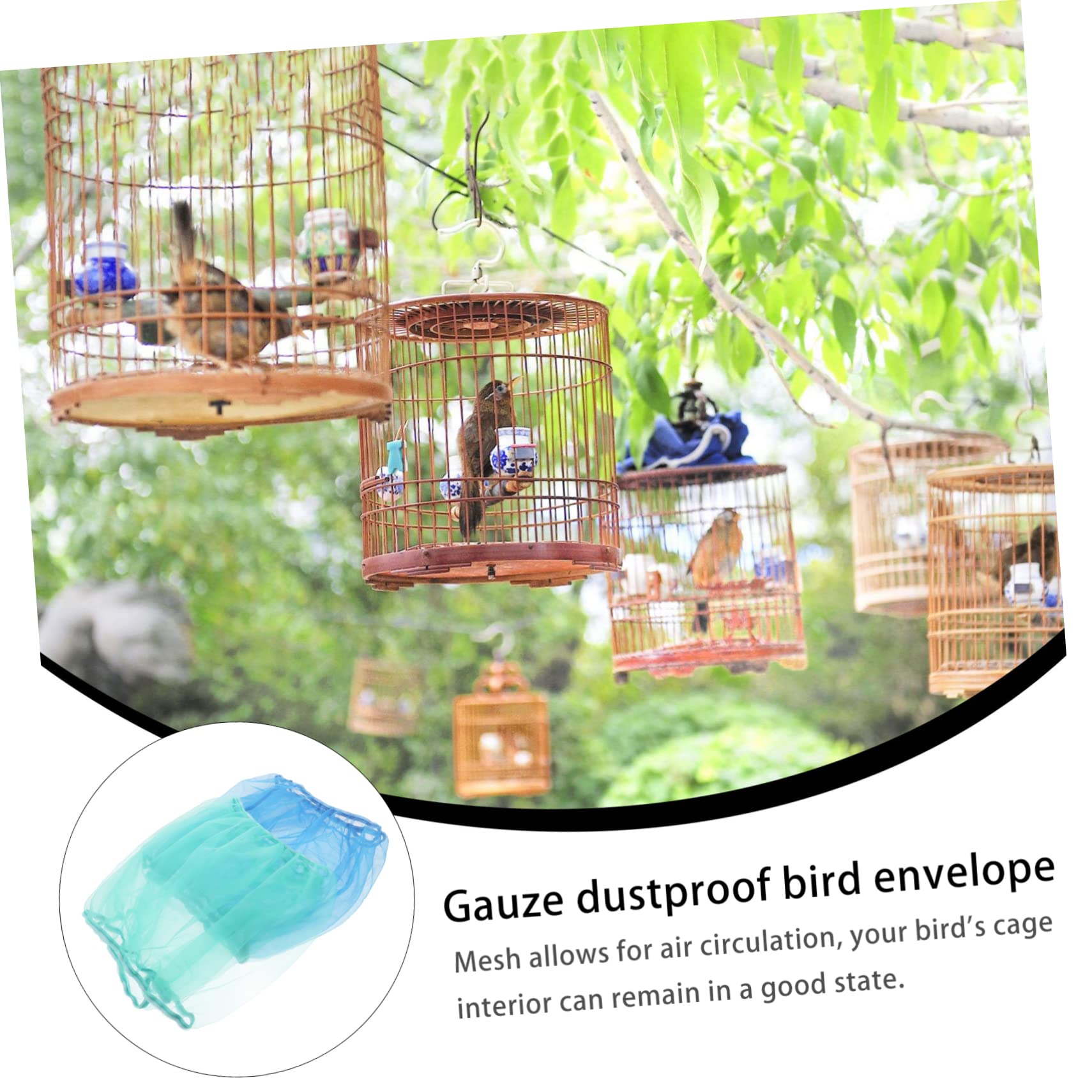 Hohopeti Bird Cage Cover Net Birdcage Accessories Mesh Net Cover for Pet Birds Easy to Install