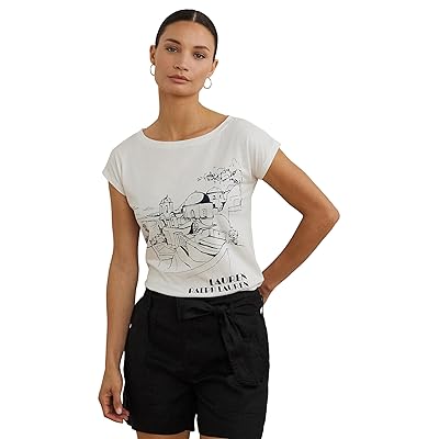 Lauren Ralph Lauren Petite Cotton Blend Jersey Graphic T Shirts Women