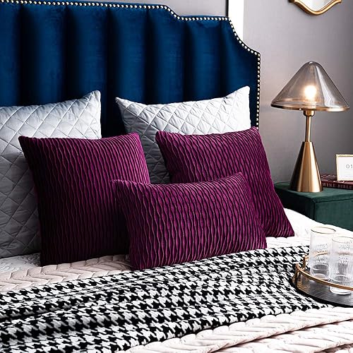 Miniatura 6 de DEZENE - Fundas decorativas para cojín, diseño de rayas 2 fundas cuadradas de terciopelo, para sofá rústico