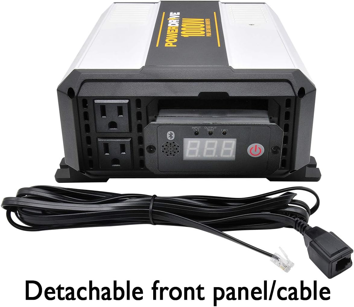 PowerDrive 1000W Inverter with detachable front panel and cable