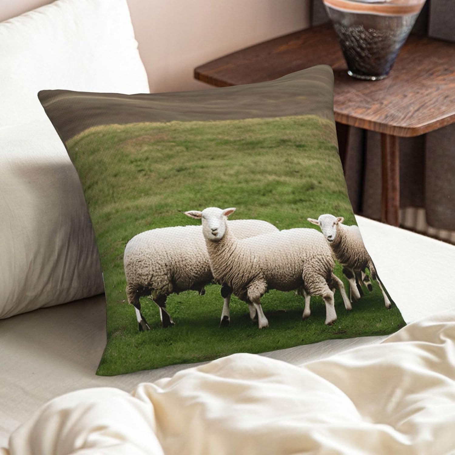 Lambs and Sheep Imitation Linen Pillowcase -2 Sets, Fashionable Home Decoration, Used for Sofas, Gardens, beds