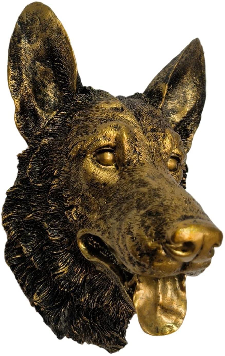 Animal Head Figurine Rustic 3D Animal Head Sculpture Wall Art Ornament for Home Office Decoration - Dog