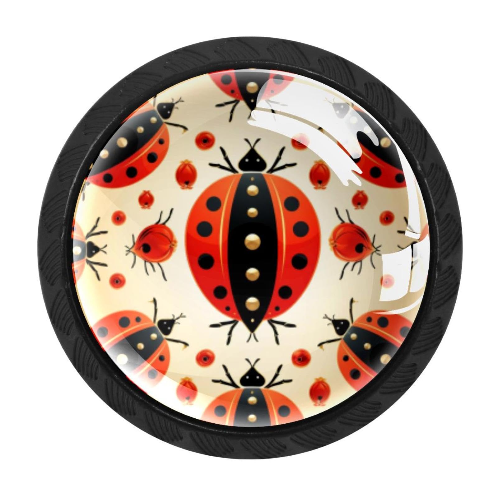 CHENZZZZ 4 Pieces Ladybird Drawer Knobs, 35mm Black Cabinet Knobs, Drawer Pulls and Knobs, Dresser Drawer Knobs, Cabinet Hardware Kitchen Cabinet Knobs