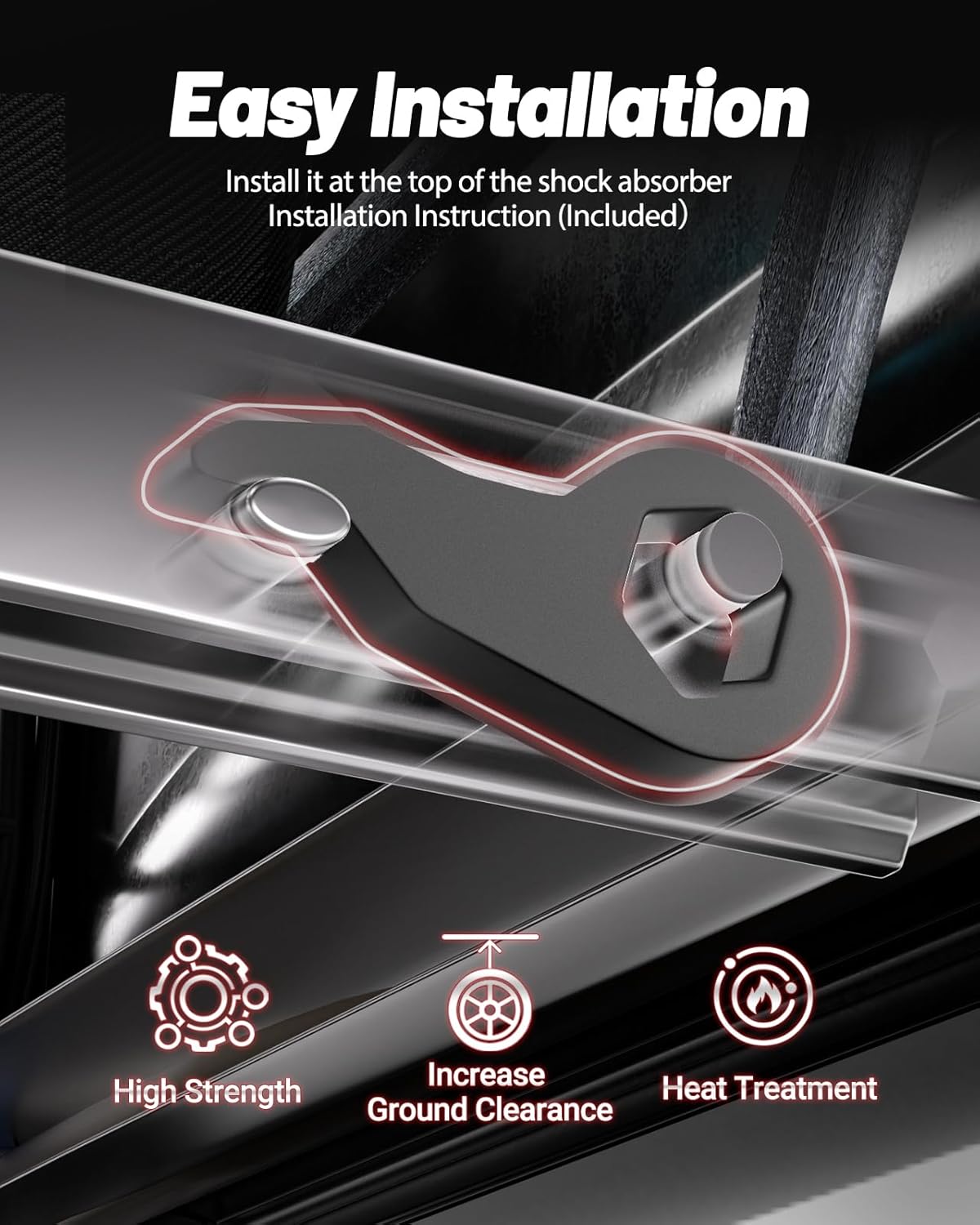 EVIL ENERGY 1-3" Torsion Bar Keys with Shock Extenders Brackets Compatible with 2011-2019 Chevy Silverado GMC Sierra 2500HD/3500HD 4WD, 1-3 inch Adjustable Suspension Front Leveling Lift Kit Black