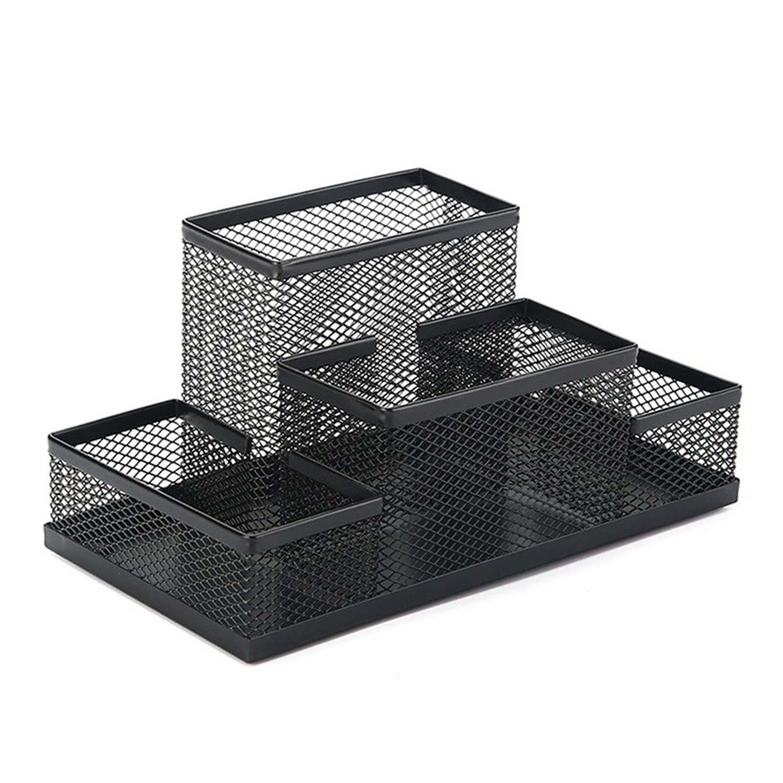 JINGYAN Pencil Holders Fashion Multifunctional Office Stationery Desk Organizer Mesh Collection Pen Holder Box For Birthday Gift(Schwarz)