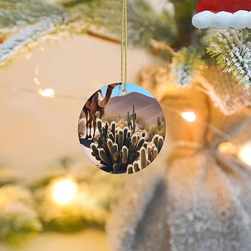Miniatura 8 de A Small Camel Round Ceramic Pendant with Hole and Gold Rope for Christmas and New Year Hanging Decoration at Home