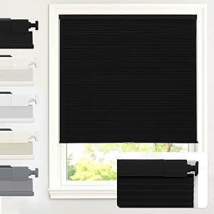AOSKY No Drill Cordless Blackout Cellular Shades, 18" W x 36" H, Black