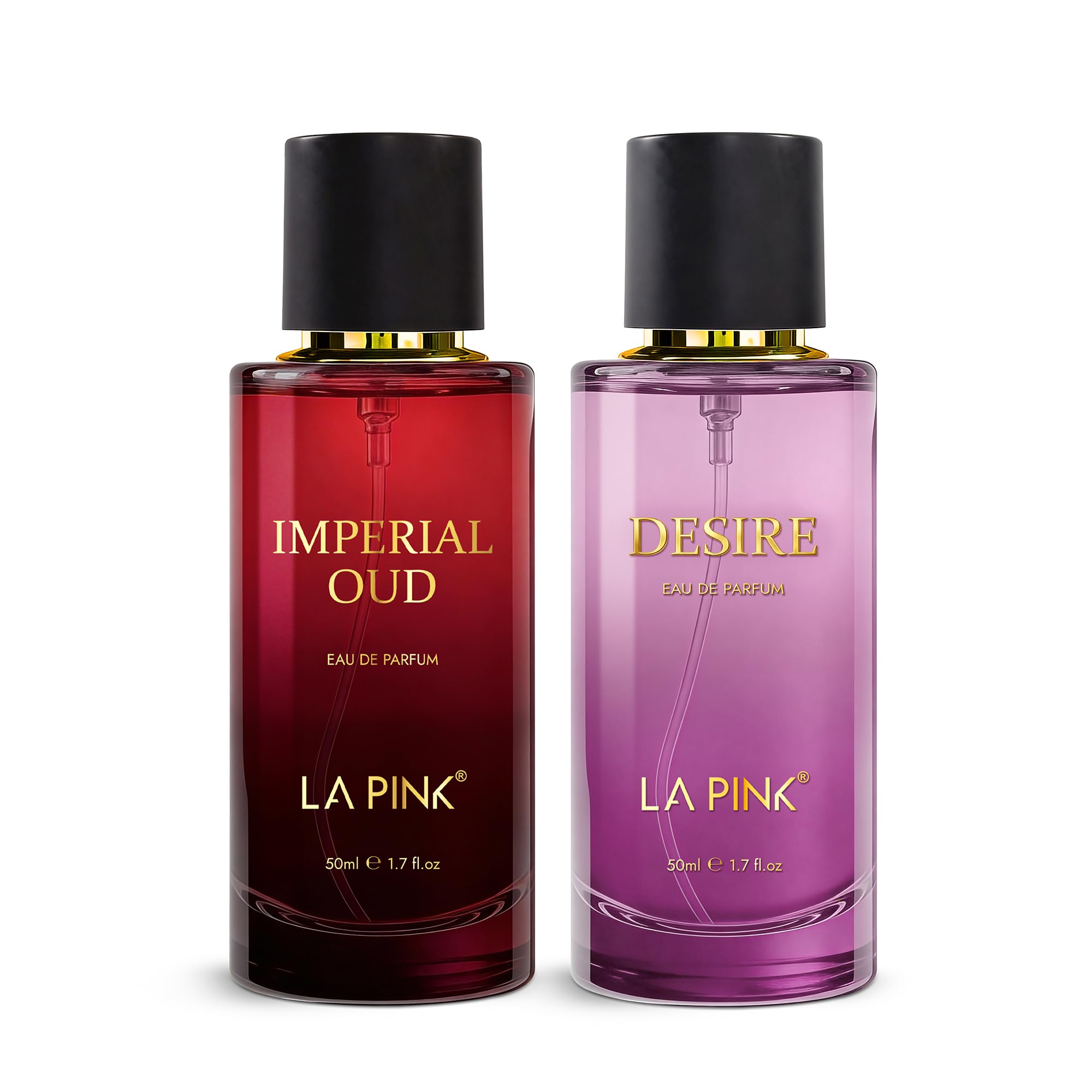 LA PINK Desire & Imperial OUD Unisex EDP Perfume Combo | Long Lasting Scent with Fresh Citrus Aromatic Royal Oud Vanilla Amber Notes | Premium Luxury Fragrance Perfume for Man & Woman | 50ml Each-image-31