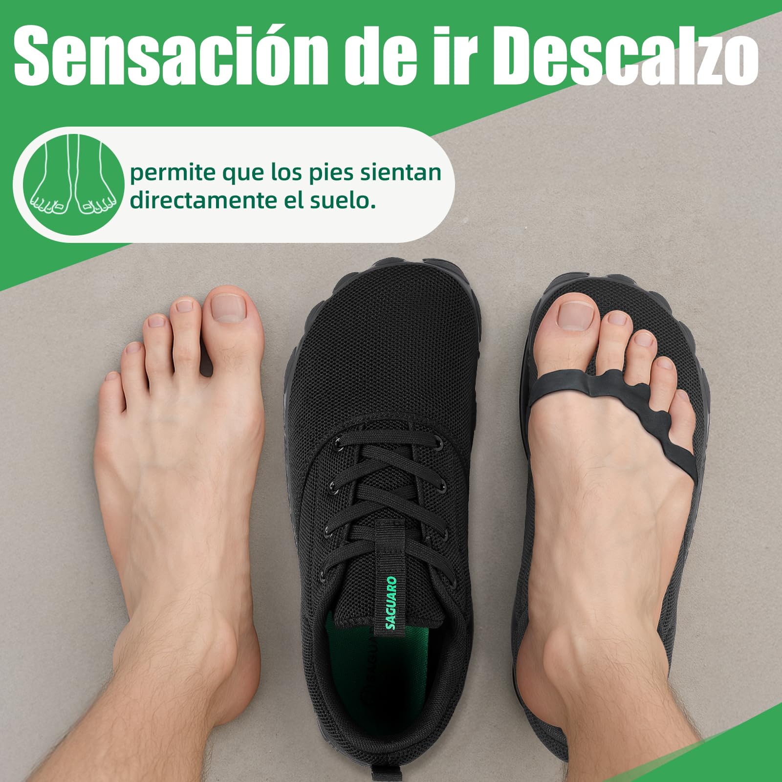 SAGUARO Unisex Zapatos Barefoot Antideslizante y Ligeras Zapatillas de Trail Running, Talla 36-48