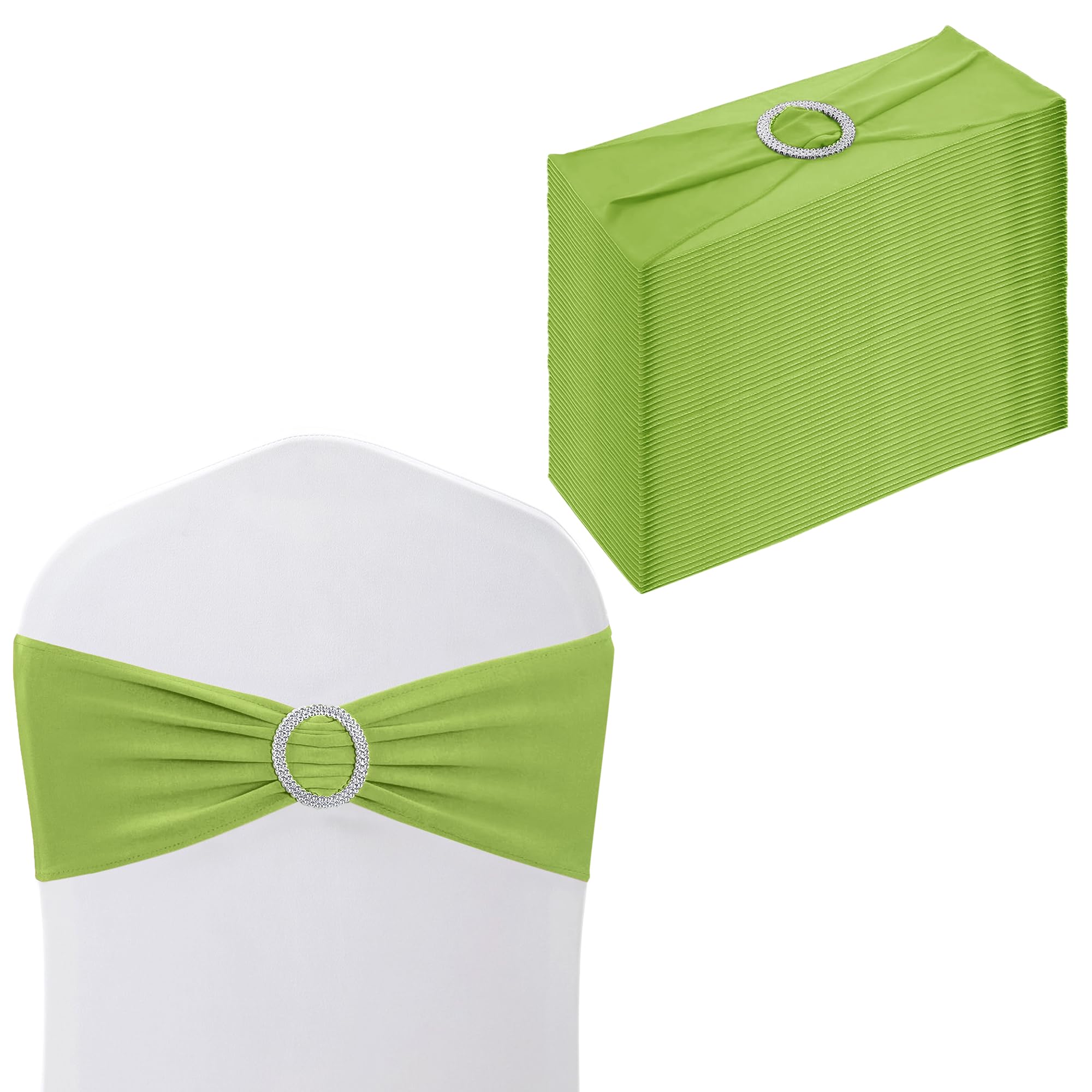 Bande de chaise élasthanne olive pour décoration de mariage champêtre et chic