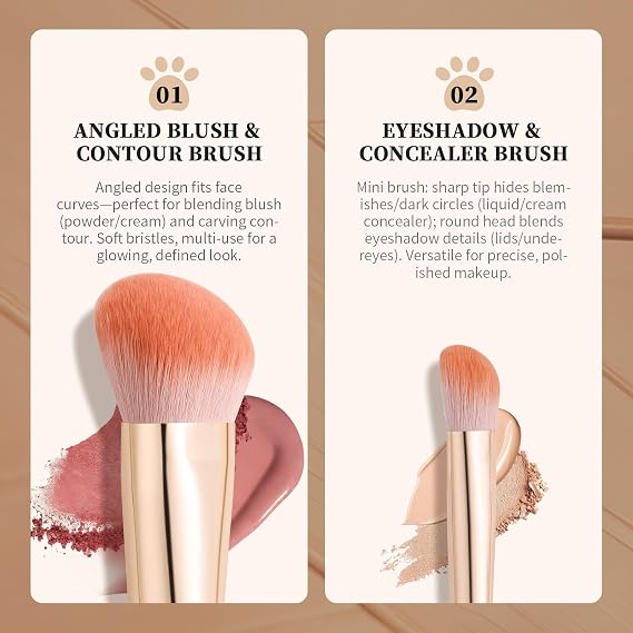 DUcare Liquid Blush Brush Angled for Cheek Makeup,Cream Foundation Contour Bronzer highlight Blending Concealer Brush Under-Eye Concealing and Contouring Makeup Brushes Face Brush