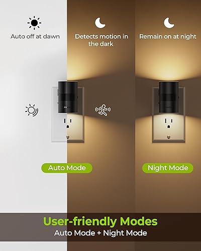 Miniatura 3 de AUVON Luces nocturnas LED enchufables a la pared, luz nocturna regulable con sensor de movimiento, sensor de atardecer a amanecer y diseño