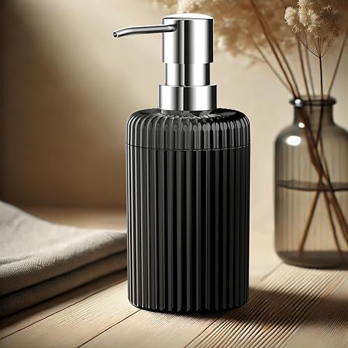 Miniatura 5 de Dispensador de jabón para baño, paquete de 2 dispensadores de jabón de manos de cocina, 12 onzas, dispensador de loción vacío de plástico negro mate