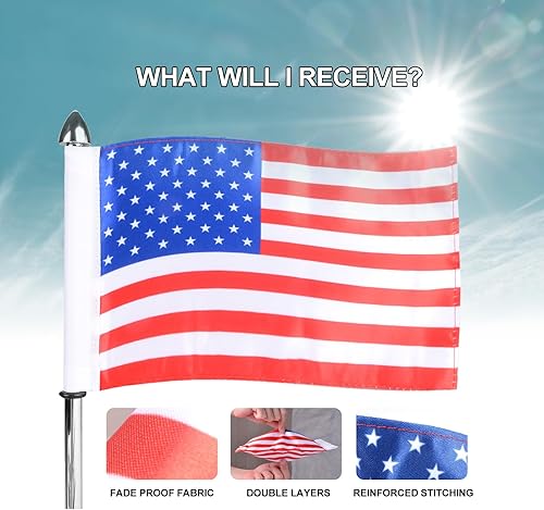 Miniatura 5 de Para Spyder F3 LTD - Kit de montaje en mástil de bandera, 2 unidades de soporte plegable de acero inoxidable con 6 banderas bandera de Estados