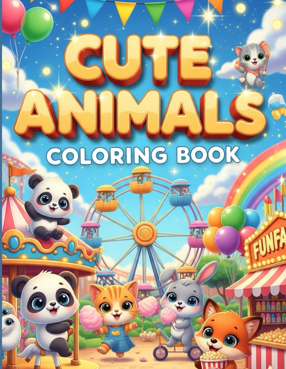 Cute Animals Coloring Book: Fun & Easy Coloring for Kids Ages 3-7 with 50 Adorable Pages