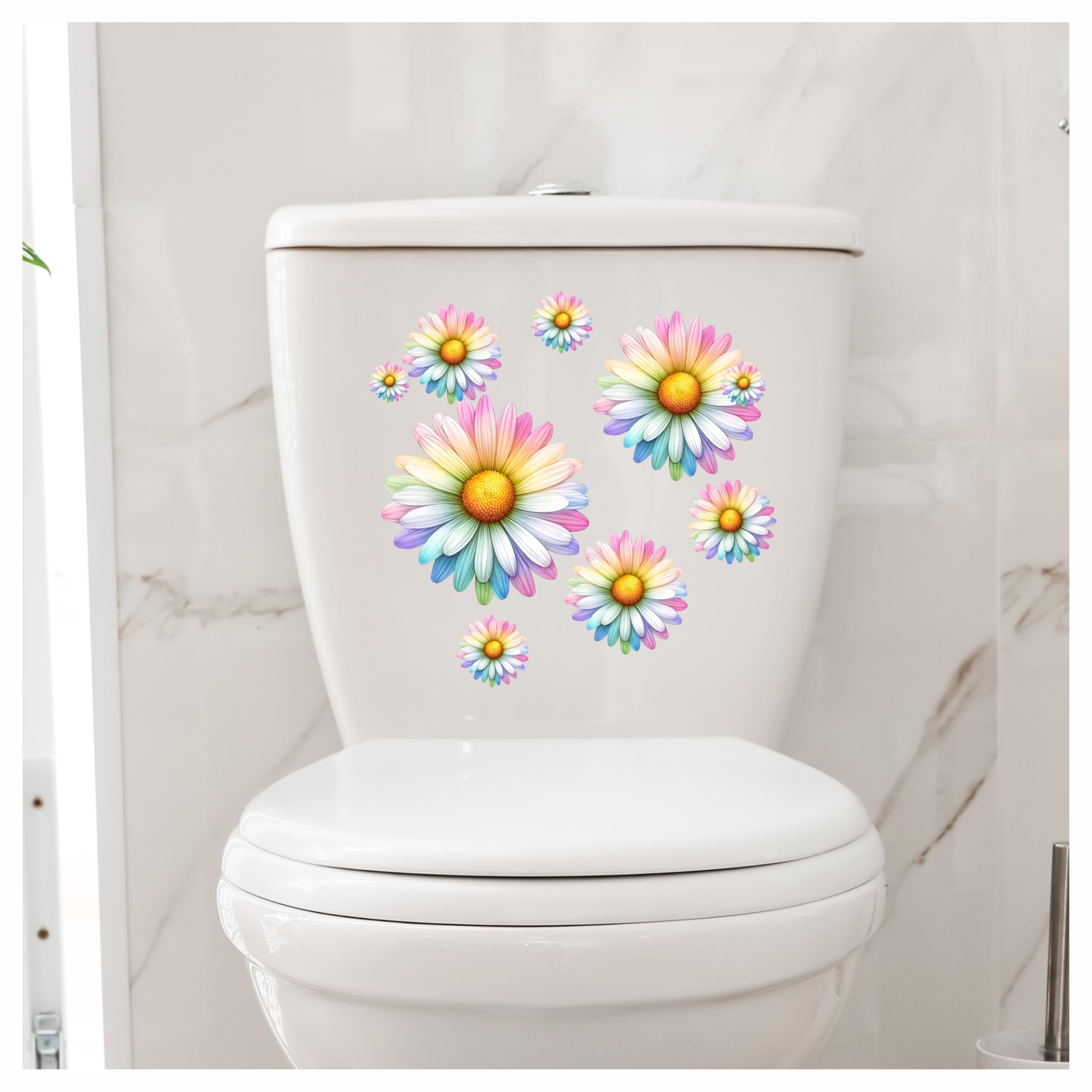 x9 Colourful Daisy Flower Vinyl Sticker, Floral Decal Cover up Marks, Multi-Purpose Ideal for Bin, Car, Laptop, Bike, Wall, Dustbin. Camper Van & More. Weatherproof & Vibrant. (Colourful Daisy) — view 4