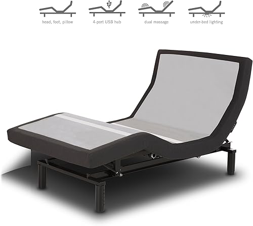 Miniatura 9 de Leggett &amp; Platt Prodigy 2.0 - Base de cama ajustable con sistema de retención de microgancho, acabado negro carbón, doble XL
