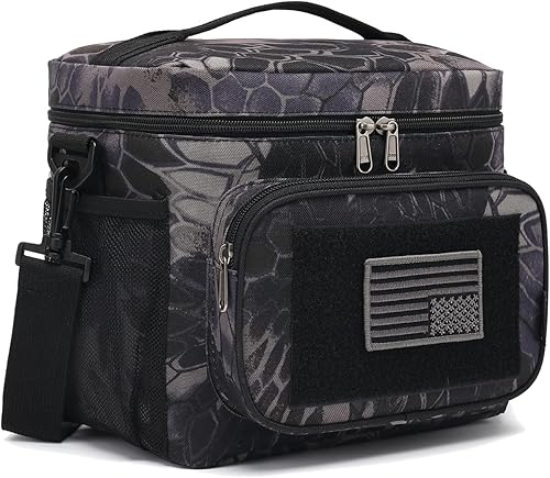 FlowFly - Bolsa de almuerzo táctica grande con aislamiento, hielera térmica, para hombres y mujeres, con correas MOLLEPALS (Typhon, Mediana)