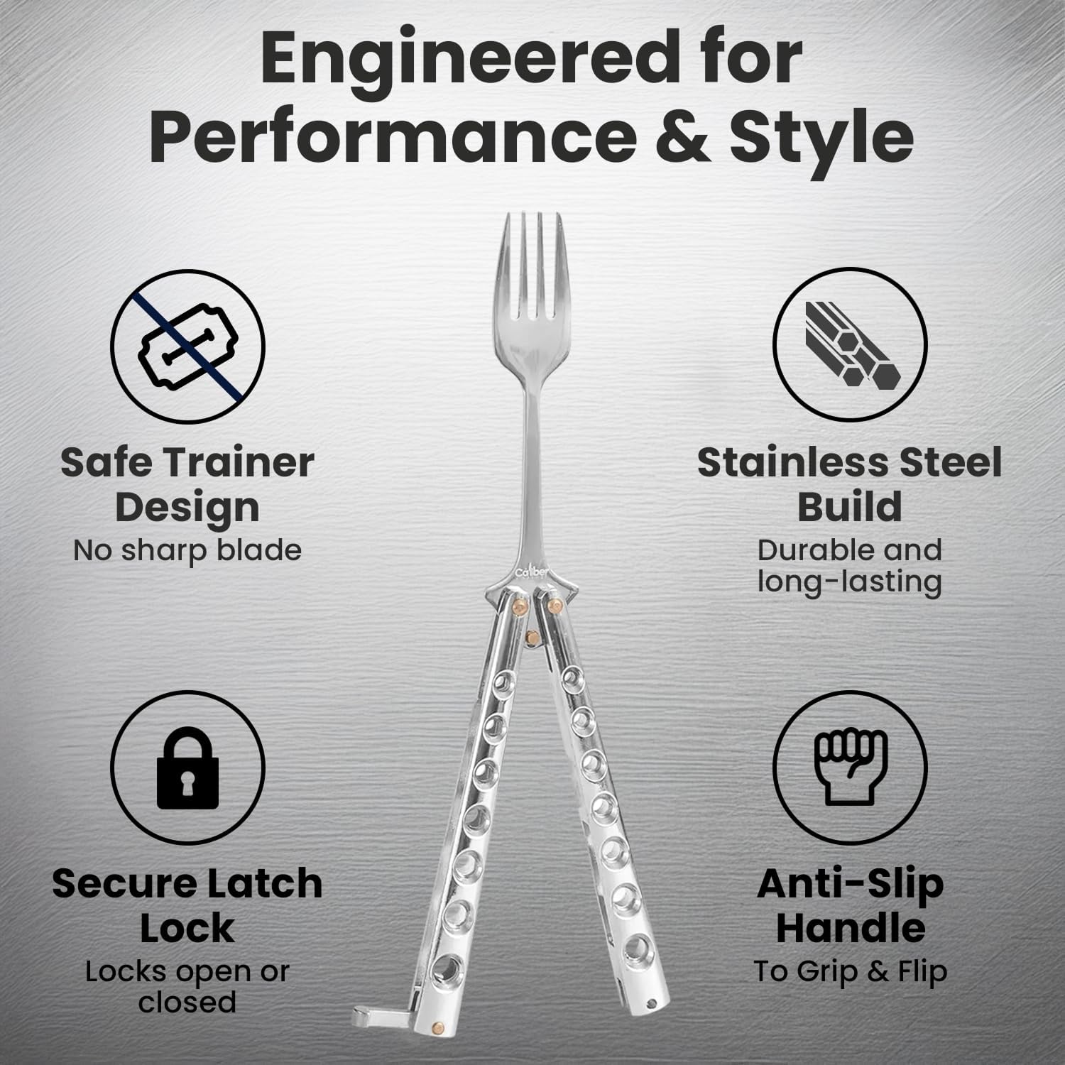 Tactical Butterfly Knife Style Fork Folding Stainl