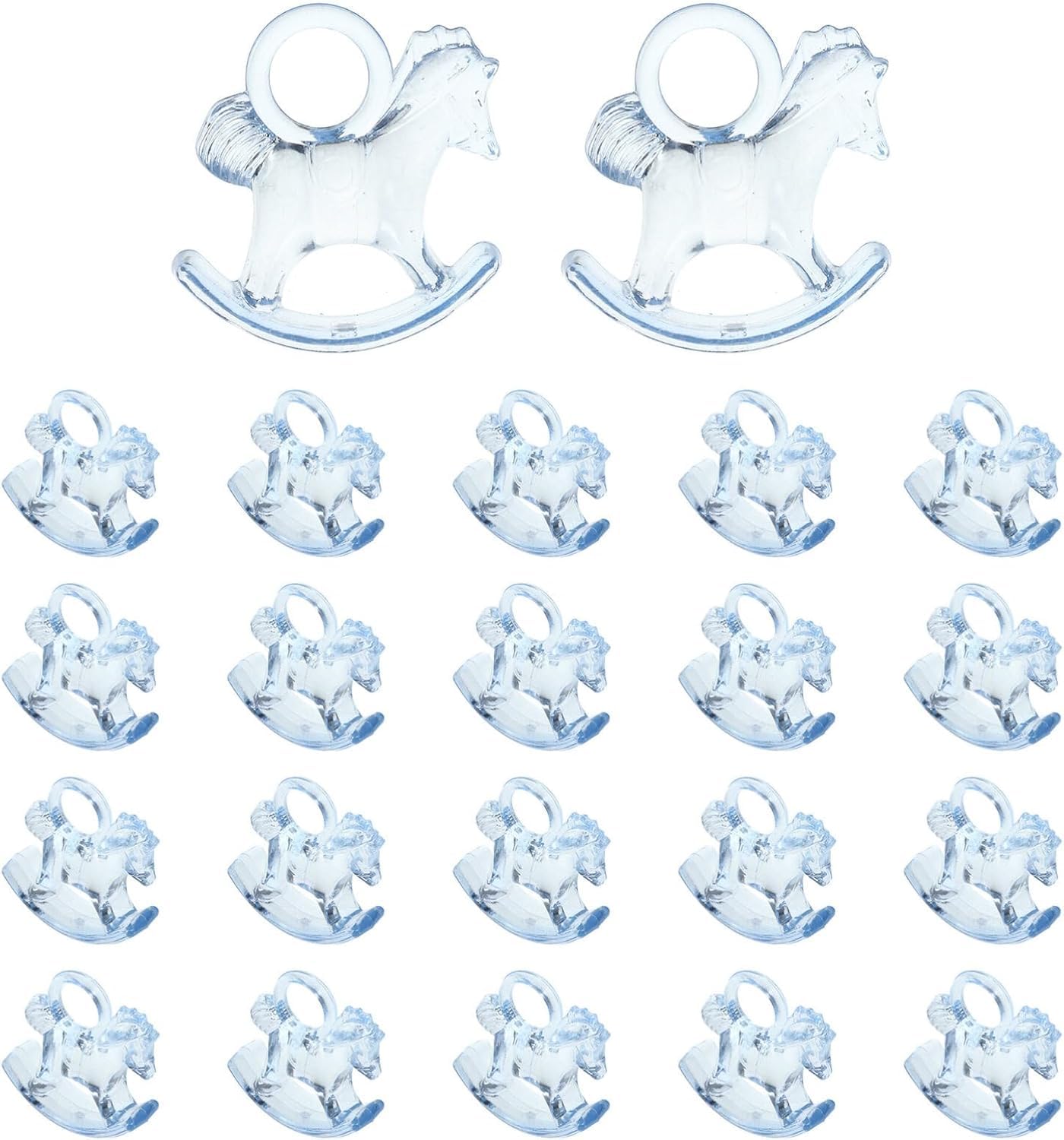 Niltracy 48pcs Mini Acrylic Rocking-Horse Figurine Baby Shower Decorations Table Centerpiece Miniatures Animal Baby Shower Party Favors Sky-Blue