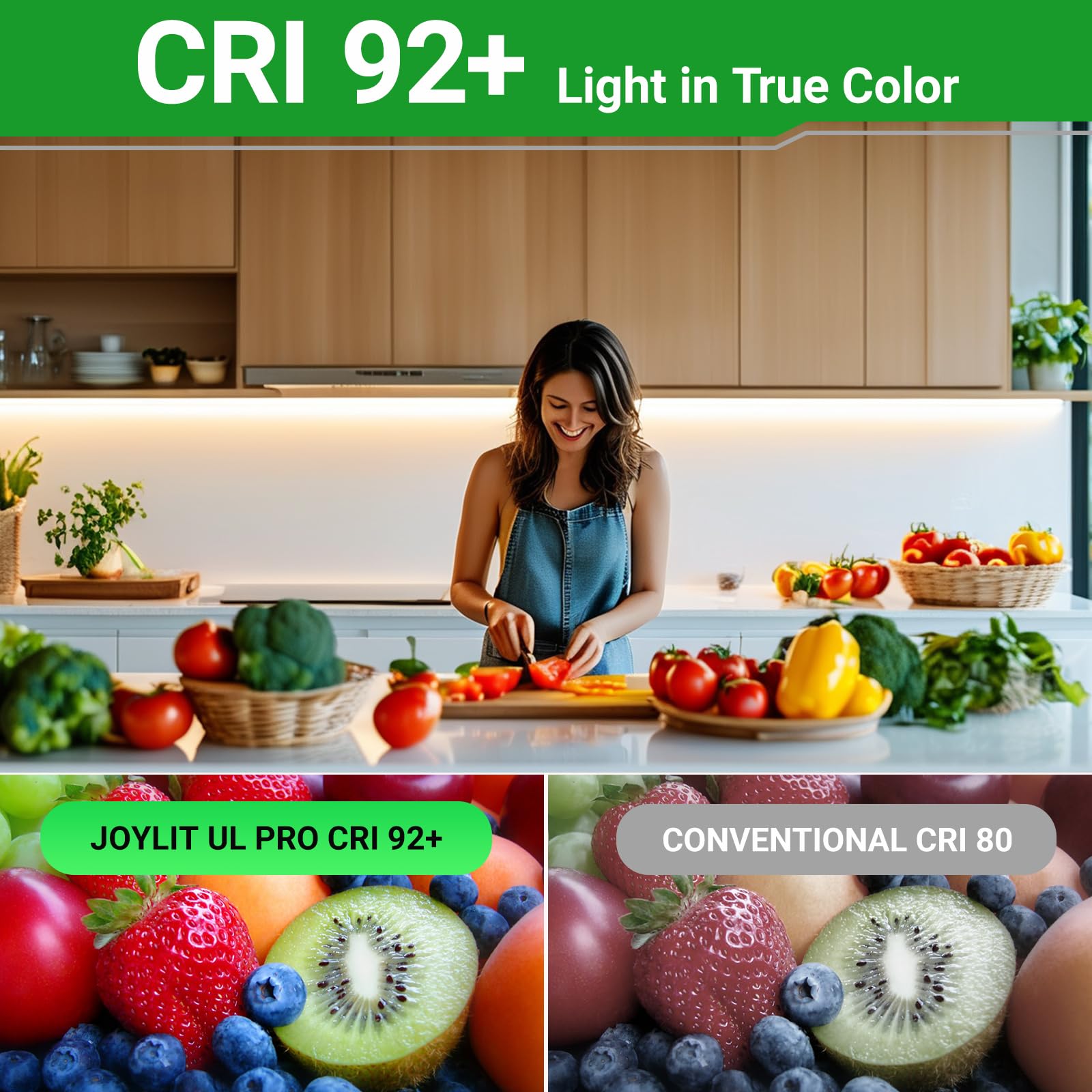 JOYLIT Pro Striscia LED 24V 5M Bianco Freddo 6000K 24W/M da Interno, CE UL 2835 SMD 238LEDs/M 2600LM/M Alta Luminosità CRI 92 Nastro LED, Tagliabile Adesivo Illuminazione Strip (Non Alimentazione)