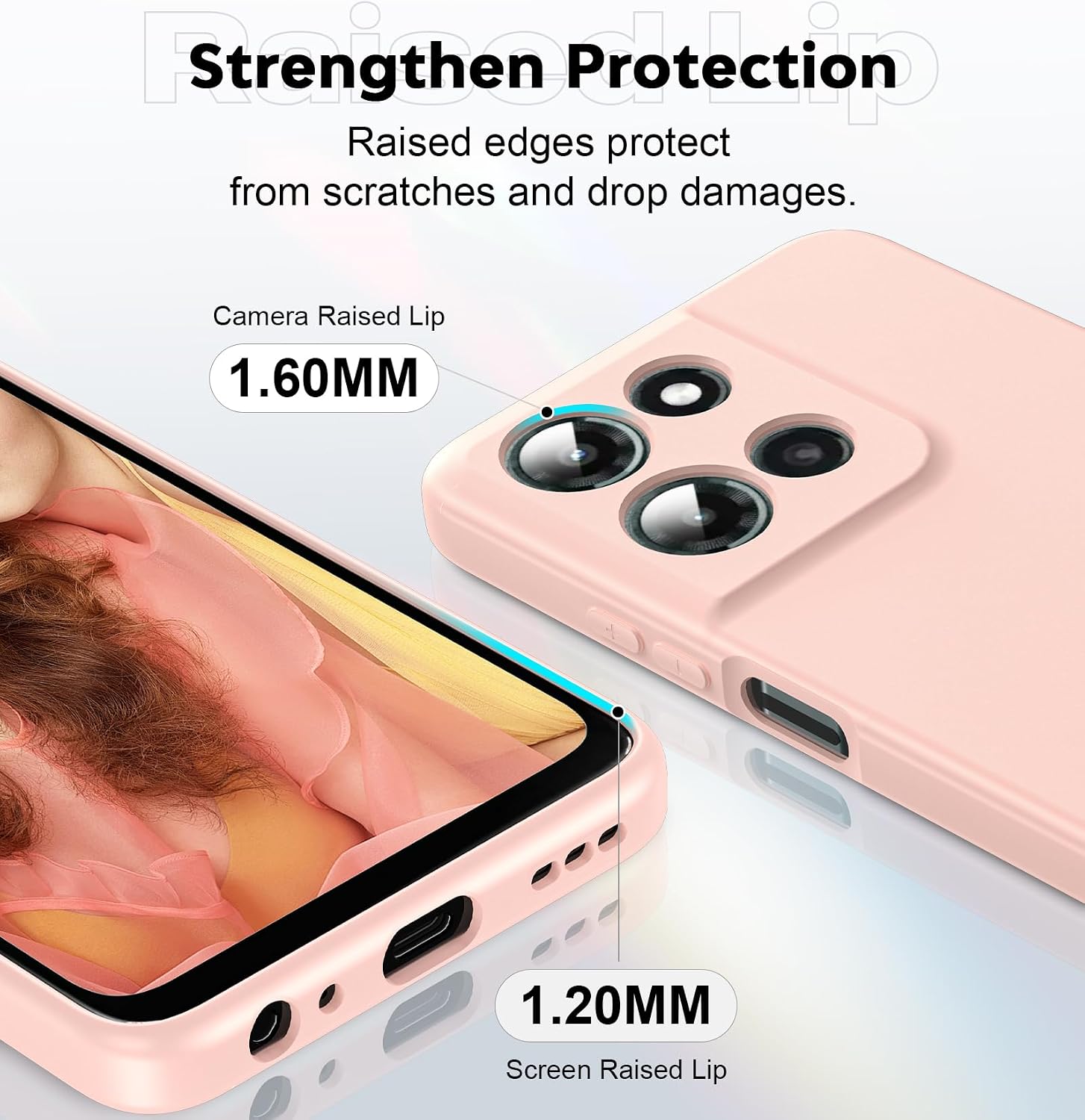 LeYi for Moto-G-2025 Case:【𝐍𝐨𝐭 𝐅𝐢𝐭 𝐆 𝟐𝟎𝟐𝟔】 Motorola Moto G 2025 Case with 2Pcs Tempered Glass Screen Protector, Liquid Silicone Slim & Anti-Scratch Case for G 2025, Pink image 5