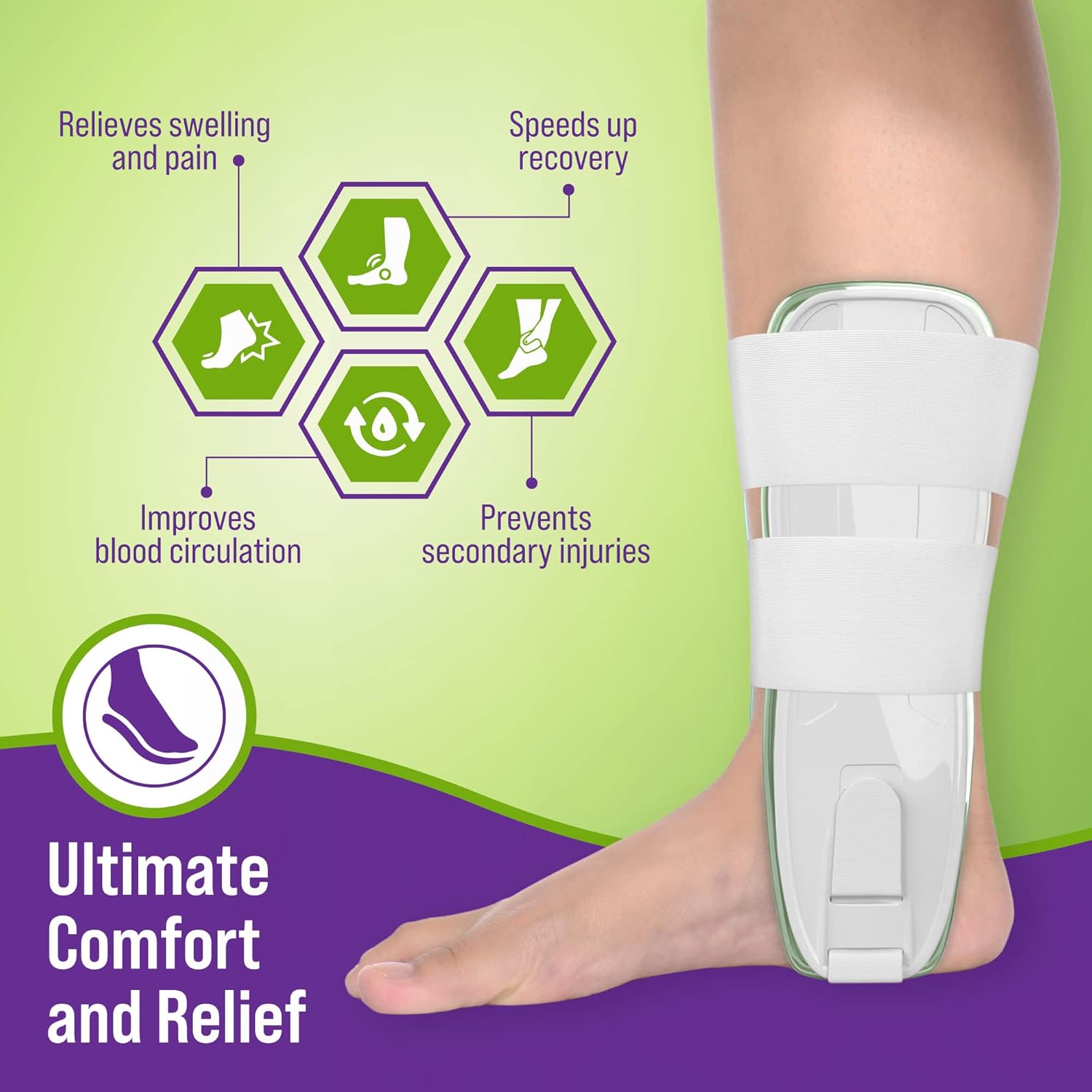 MARS WELLNESS Premium Air Gel Ankle Stirrup Brace - Ankle Brace Stabilizer With Air & Gel Cold Therapy - One Size Fits All - Image 4