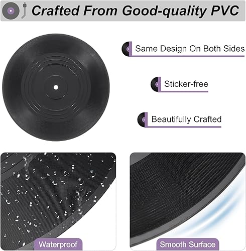 Miniatura 3 de UXcell Paquete de 6 discos falsos en blanco, vinilo sintético de PVC liso de 4.3 pulgadas para decoración de pared retro de estudio en el hogar