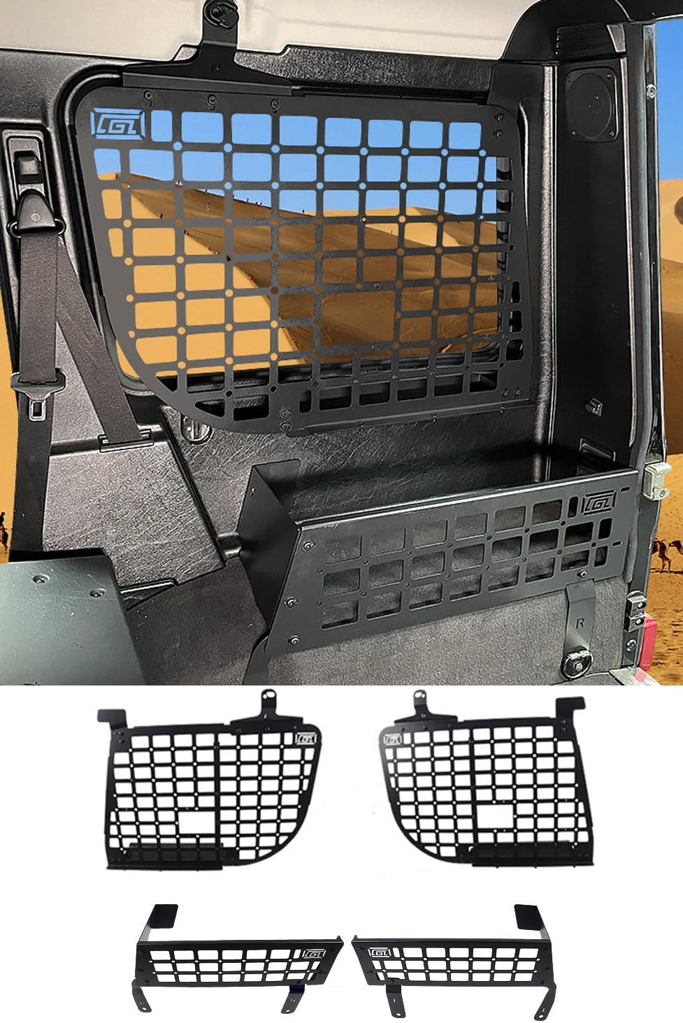 for Mercedes-Benz G-Class G500 G55 2004-2017 Modular Storage Panel Shelf Rear Trunk Luggage Molle Panel Luggage Carrier Trunk Organizer Aluminum Alloy (L&R Storage Boxes)